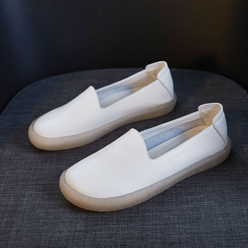 Women's Bottom White Genuine Shallow Mouth Large Size Women's Casual Shoes