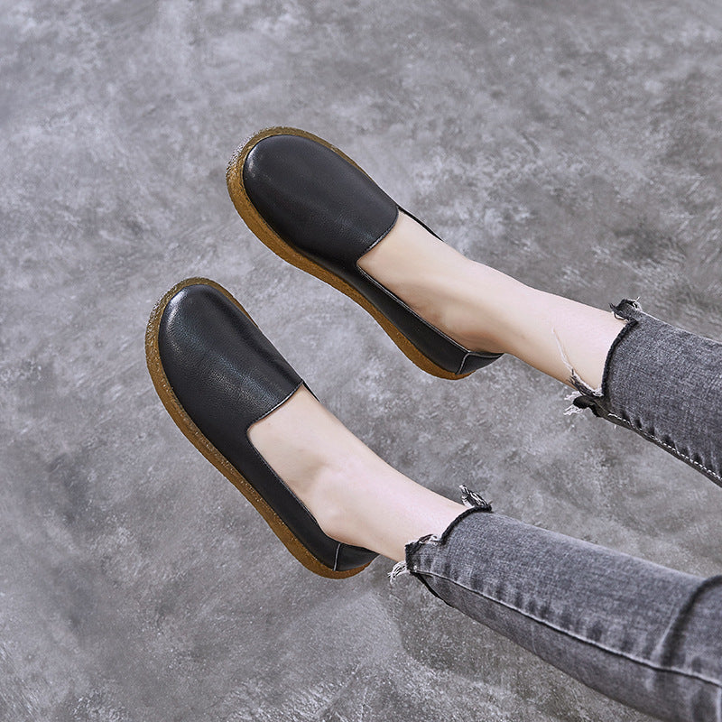 Women's Bottom White Genuine Shallow Mouth Large Size Women's Casual Shoes