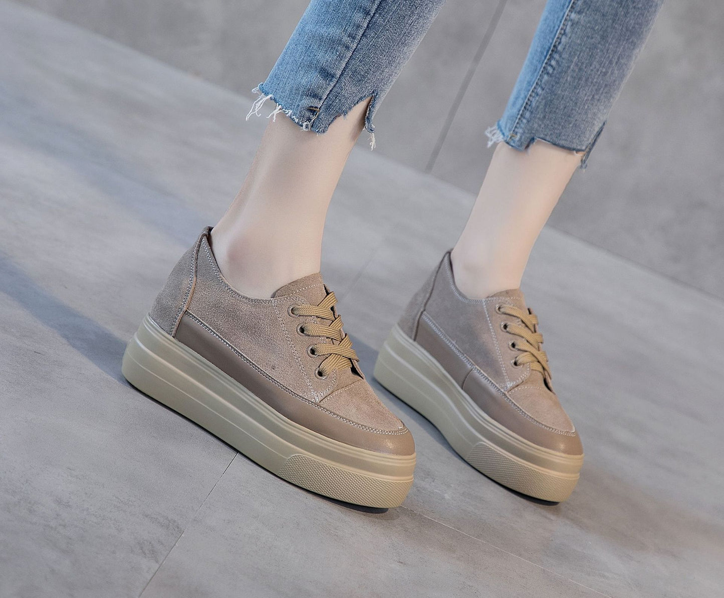Women's Thick Spring Small Size Genuine Black Women's Casual Shoes