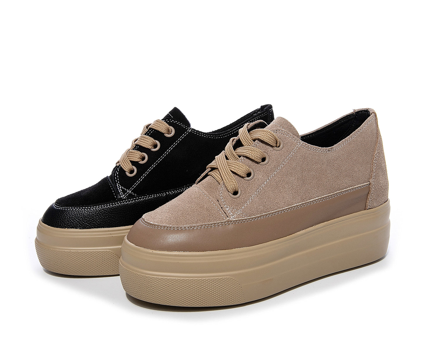 Women's Thick Spring Small Size Genuine Black Women's Casual Shoes