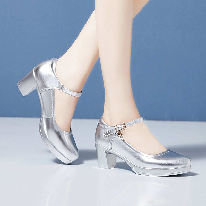 Women's Toe Waterproof Platform Thick Bottom Small Size Cheongsam Catwalk Performance Heels