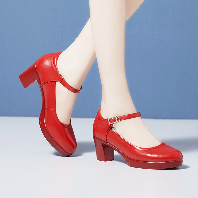 Women's Toe Waterproof Platform Thick Bottom Small Size Cheongsam Catwalk Performance Heels