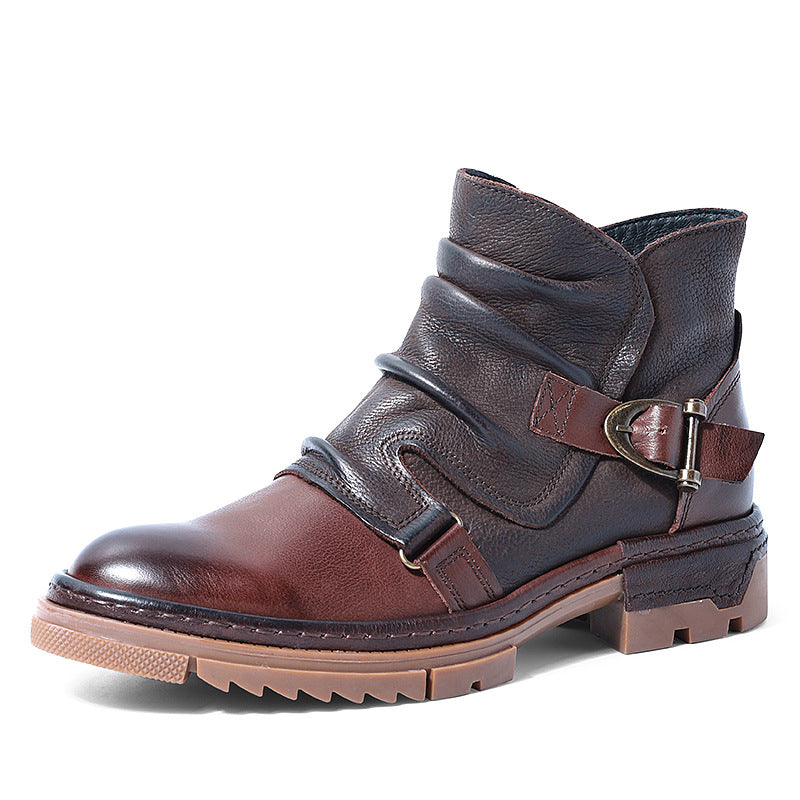 Men's British Style Short Retro Trendy Martin Chelsea Men's Leather Boots