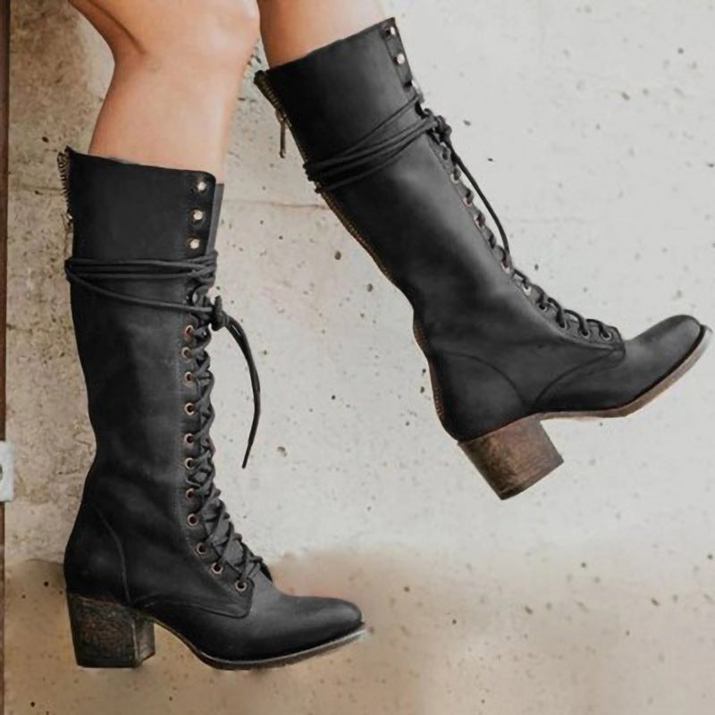 Slouchy Popular Women's Thick Plus Size Women's Leather Boots