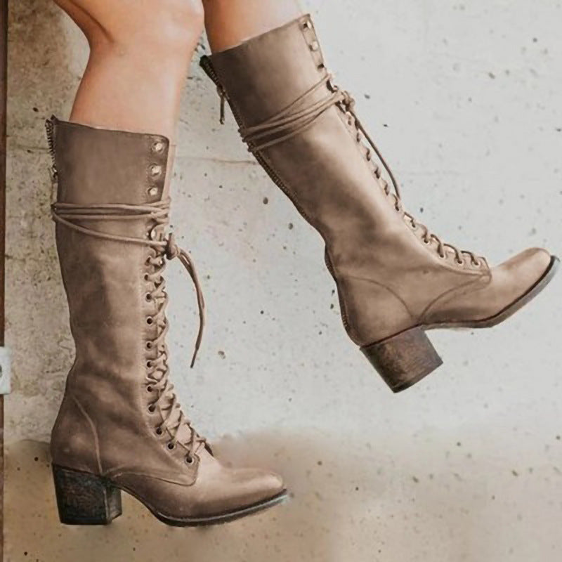 Slouchy Popular Women's Thick Plus Size Women's Leather Boots