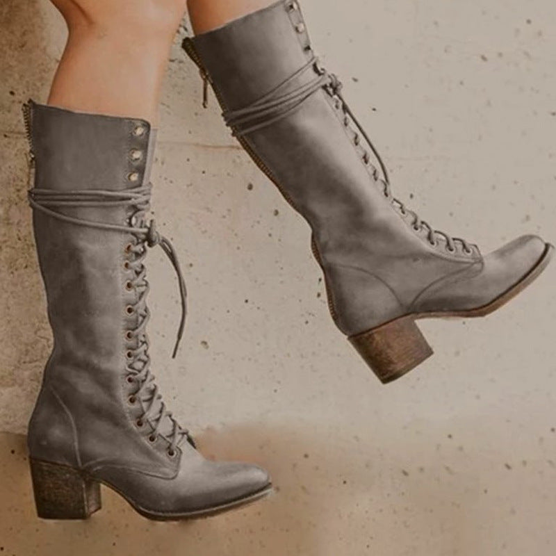 Slouchy Popular Women's Thick Plus Size Women's Leather Boots