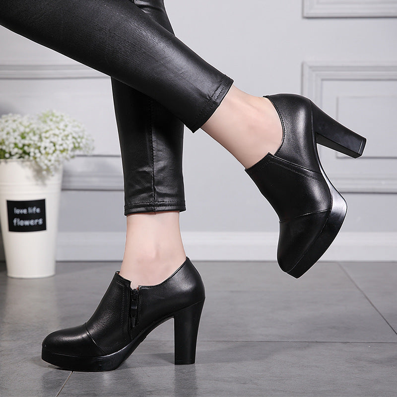 Women's Thick Deep Mouth Professional High Waterproof Platform Heels