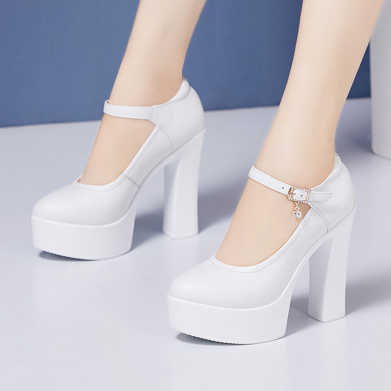 Women's Toe Waterproof Platform Thick Bottom Small Size Cheongsam Catwalk Performance Heels