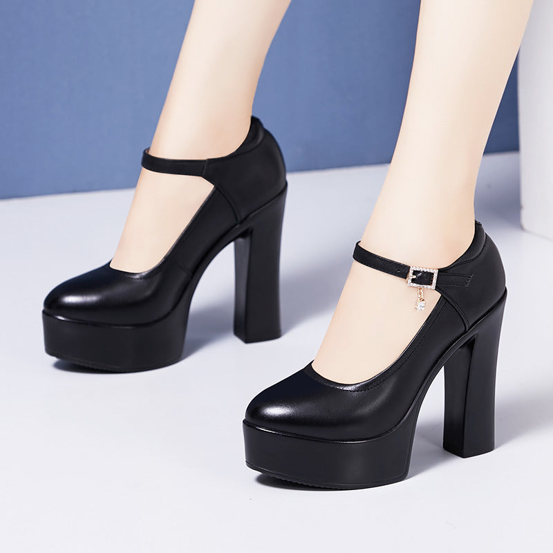 Women's Toe Waterproof Platform Thick Bottom Small Size Cheongsam Catwalk Performance Heels