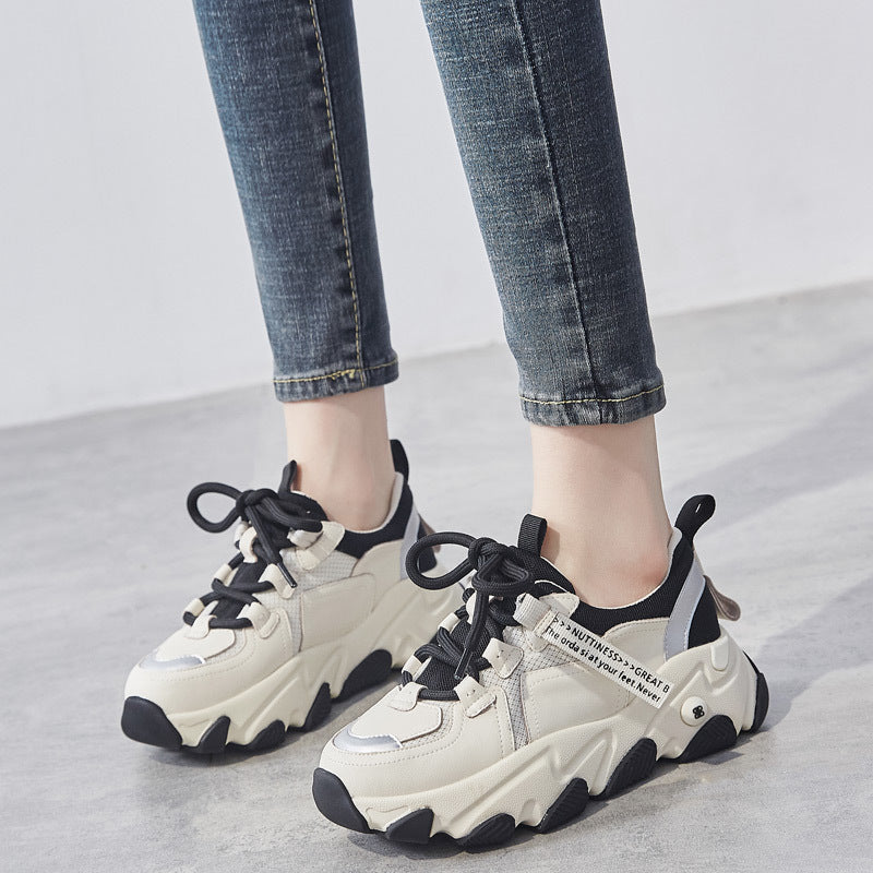 Women's Spring Thick Bottom Heightened Lightweight With Women's Sports Shoes
