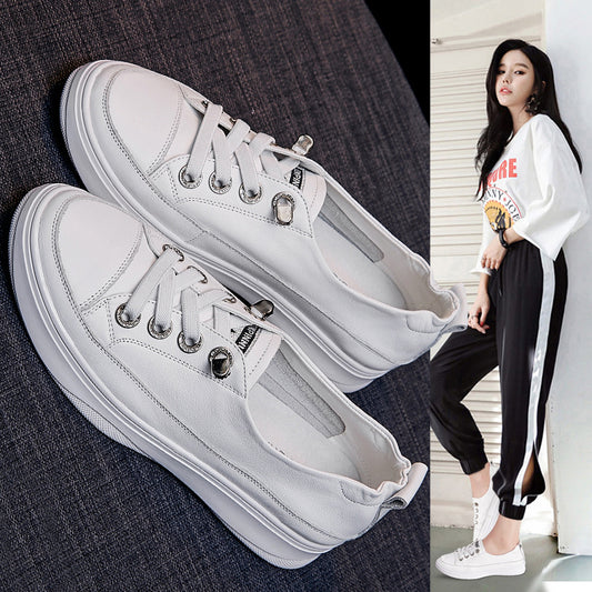 Women's Full White Flat Korean Style Large Women's Casual Shoes