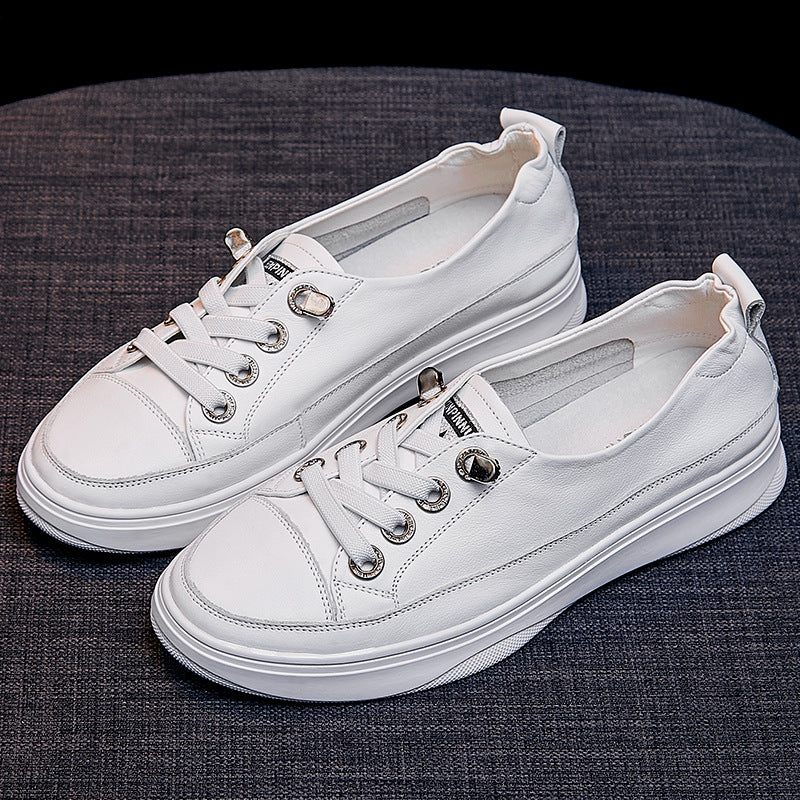 Women's Full White Flat Korean Style Large Women's Casual Shoes