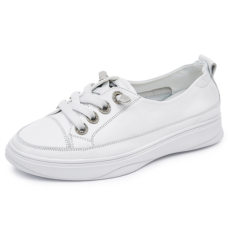 Women's Full White Flat Korean Style Large Women's Casual Shoes