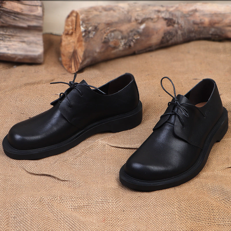 Men's Single Layer Cowhide Business Round Head Handmade Tooling British Style Men's Casual Shoes