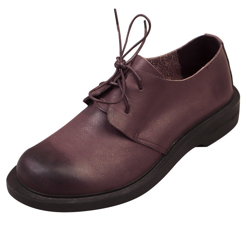 Men's Single Layer Cowhide Business Round Head Handmade Tooling British Style Men's Casual Shoes