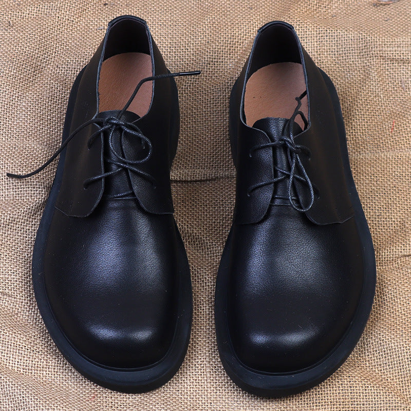 Men's Single Layer Cowhide Business Round Head Handmade Tooling British Style Men's Casual Shoes