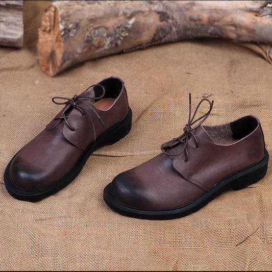 Men's Single Layer Cowhide Business Round Head Handmade Tooling British Style Men's Casual Shoes