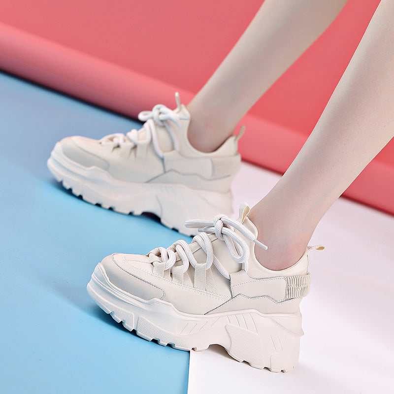 Women's Height Increasing Insole Dad White Women's Casual Shoes
