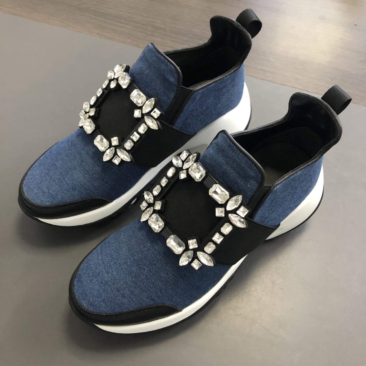 Women's Rhinestone Square Buckle Platform Dad Mesh Height Increasing Sports Casual Shoes