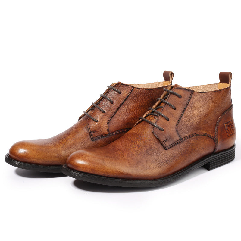 Men's British Retro Hand-rub Color Distressed Martin Men's Leather Boots