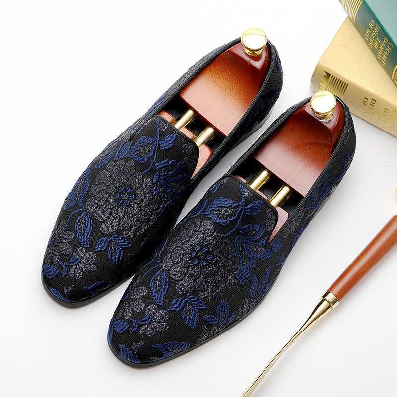 Cool Men's Summer British Embroidered Slip-on Men's Casual Shoes