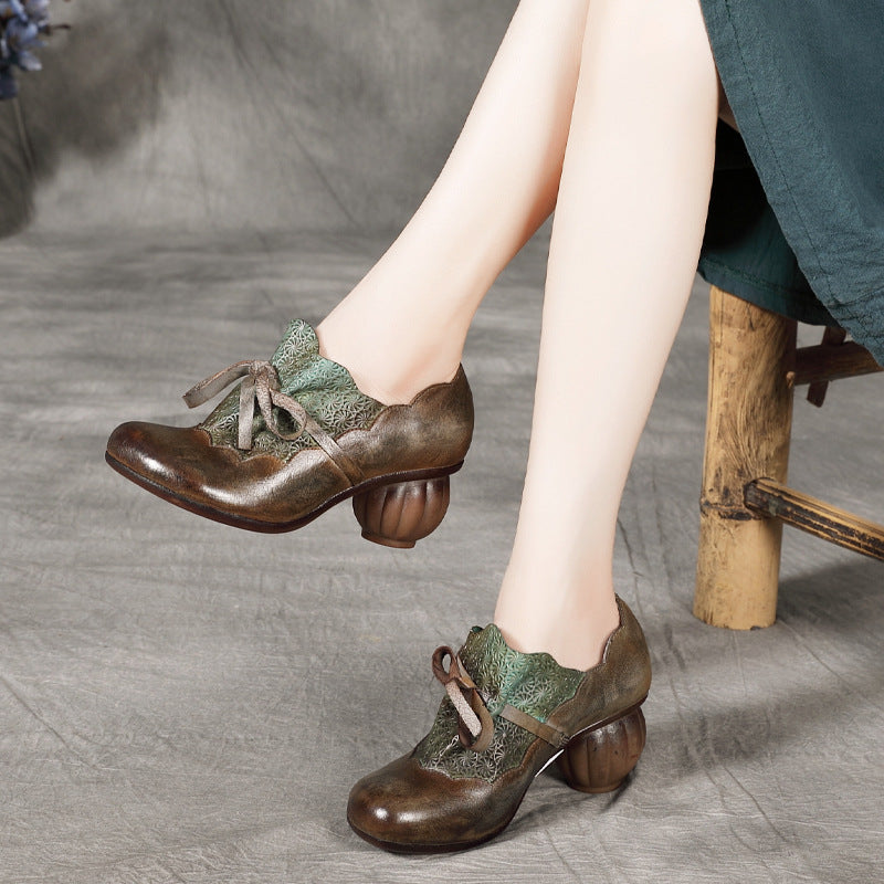 Women's Retro Platform High Chunky Artistic Round Men's Shoes