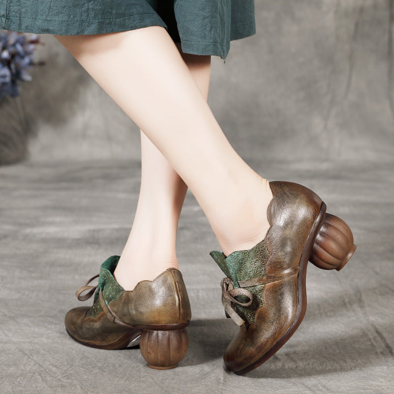 Women's Retro Platform High Chunky Artistic Round Men's Shoes