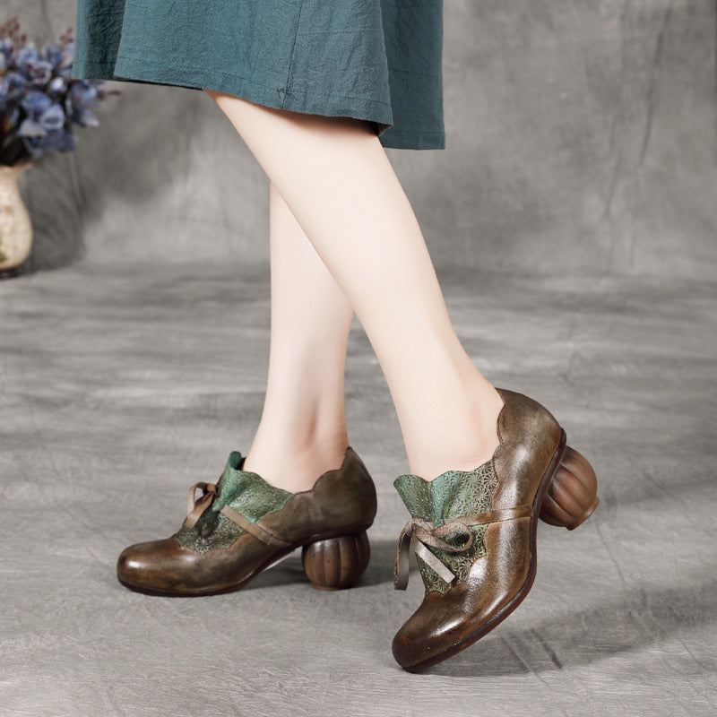 Women's Retro Platform High Chunky Artistic Round Men's Shoes