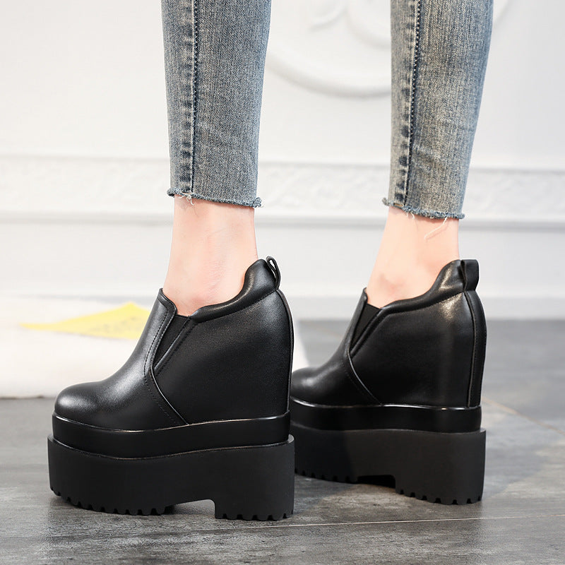 Women's Platform White Pumps Autumn Small Height Increasing Women's Casual Shoes