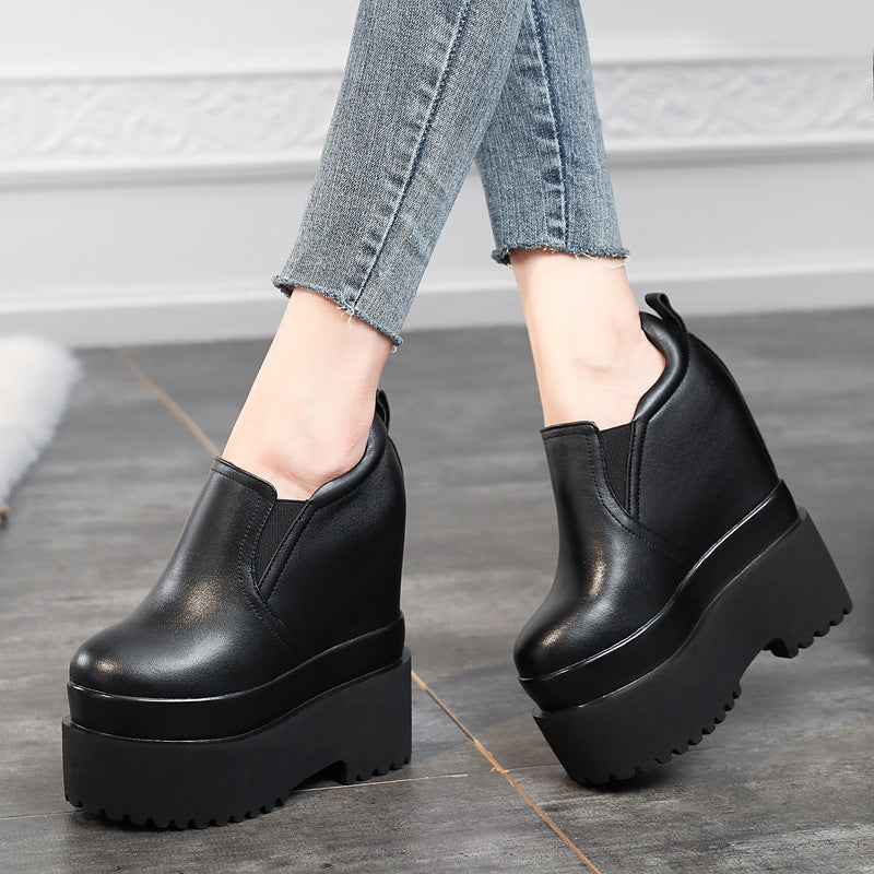 Women's Platform White Pumps Autumn Small Height Increasing Women's Casual Shoes