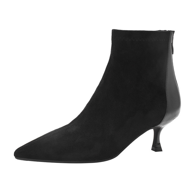Women's Suede Autumn Stiletto Ankle Fashion Back Women's Leather Boots