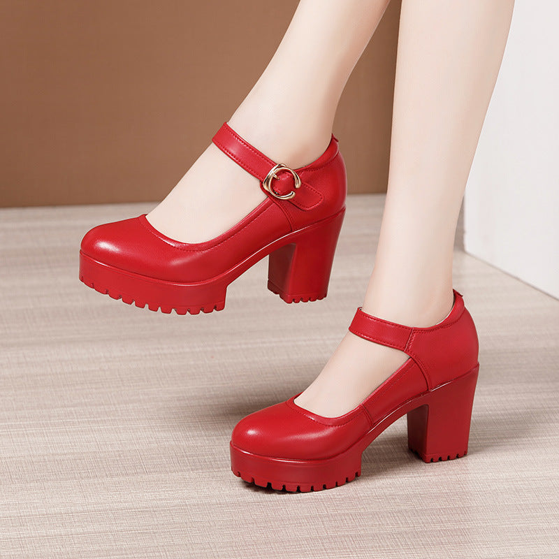 Women's Cheongsam Catwalk Show High Chunky Platform Round Toe Large Men's Shoes