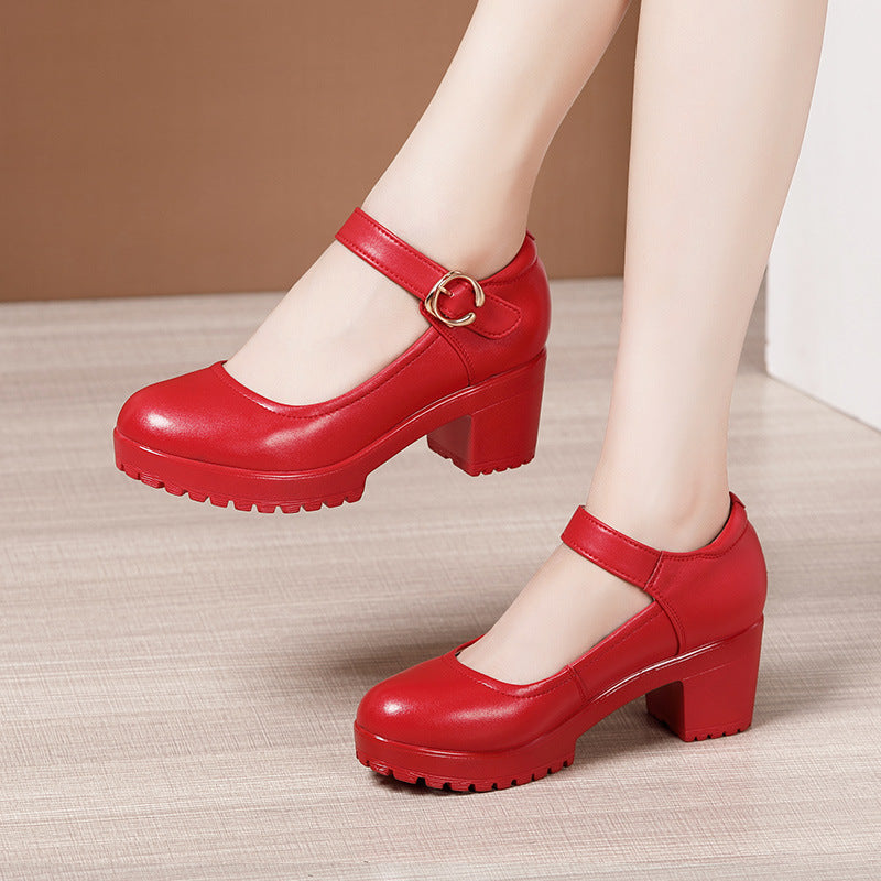 Women's Cheongsam Catwalk Show High Chunky Platform Round Toe Large Men's Shoes
