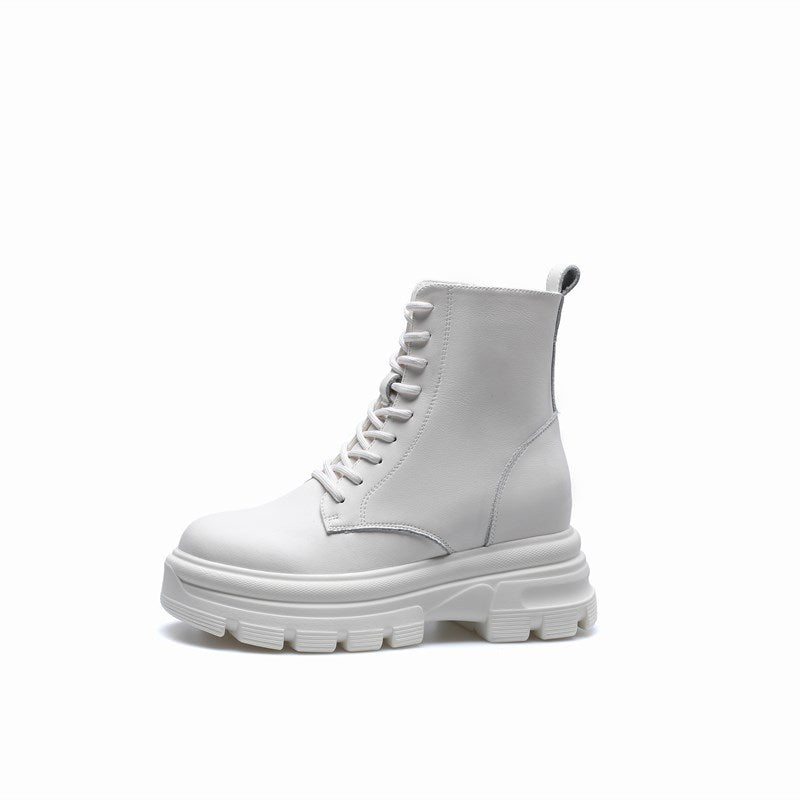 Women's Thin Thick-soled Fashionable Height Increasing Insole Women's Leather Boots