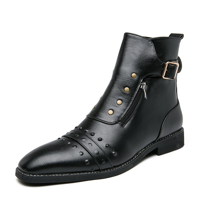 Men's Autumn Martin British Style Pointed Pumps Men's Leather Boots