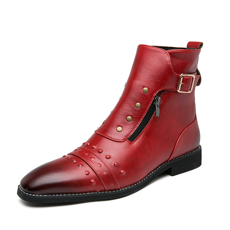 Men's Autumn Martin British Style Pointed Pumps Men's Leather Boots