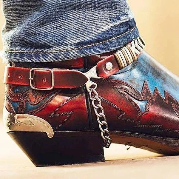 Men's Plus Size Pointed Toe Chunky Motorcycle Heels