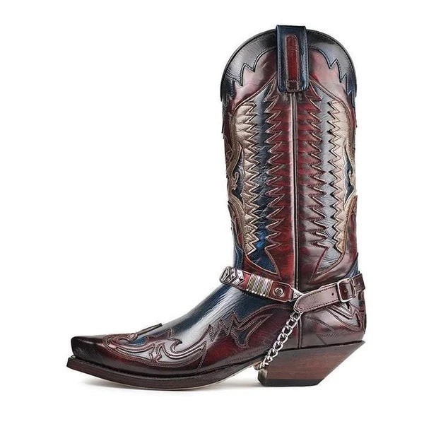 Men's Plus Size Pointed Toe Chunky Motorcycle Heels