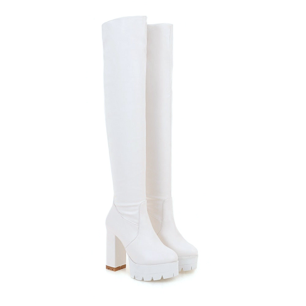 Women's Over The Knee Plus Size Super High Round Head Boots
