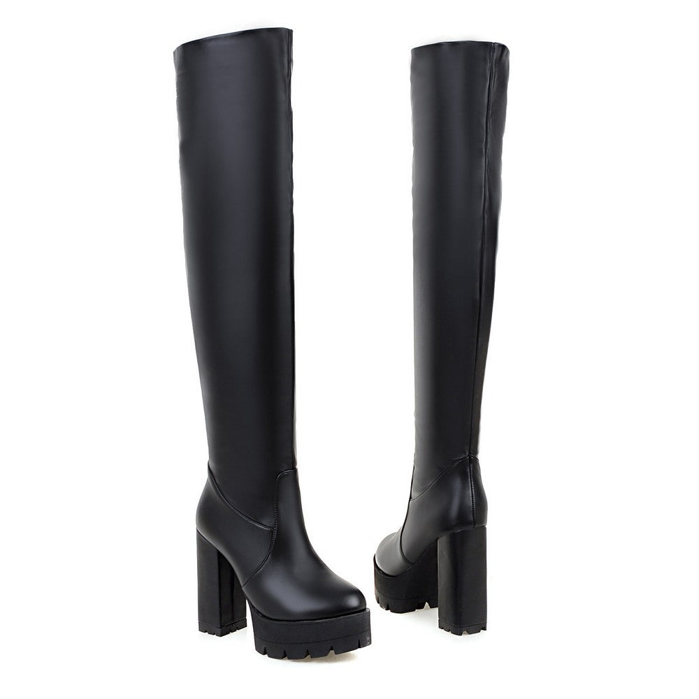 Women's Over The Knee Plus Size Super High Round Head Boots