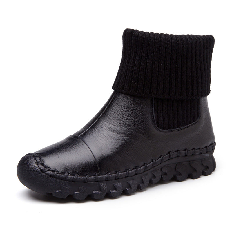 Autumn Round Head Leisure Patent Sleeve Boots