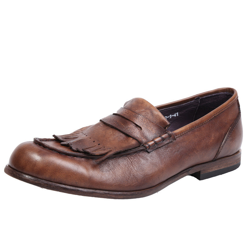 Men's British Vintage Korean Style Trendy Tassel Lazy Men's Casual Shoes