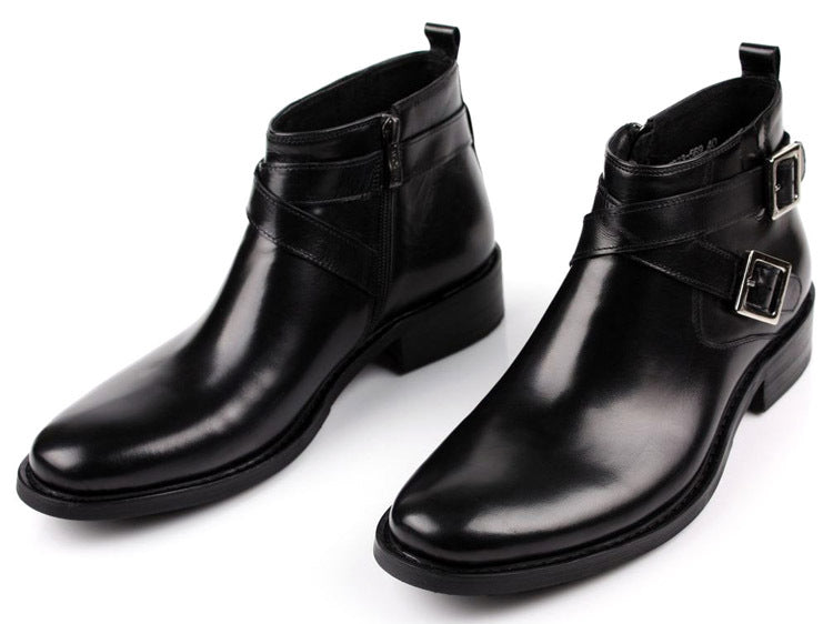 Men's Cowhide Ankle Round Toe Formal Pure Boots