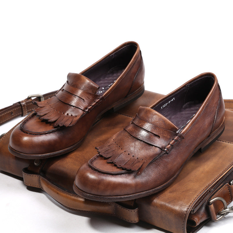 Men's British Vintage Korean Style Trendy Tassel Lazy Men's Casual Shoes