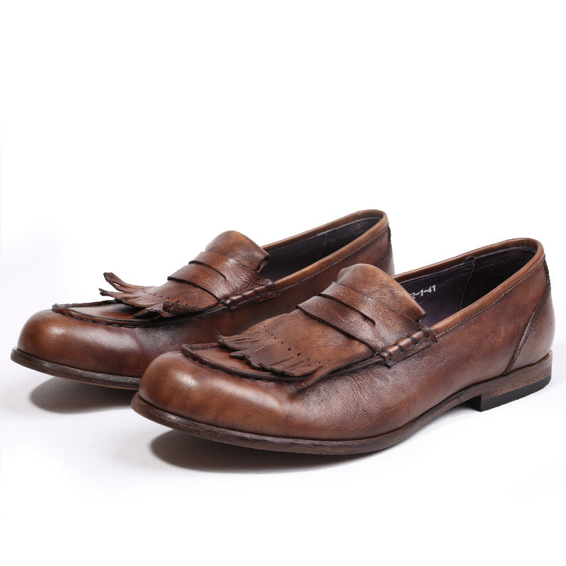 Men's British Vintage Korean Style Trendy Tassel Lazy Men's Casual Shoes
