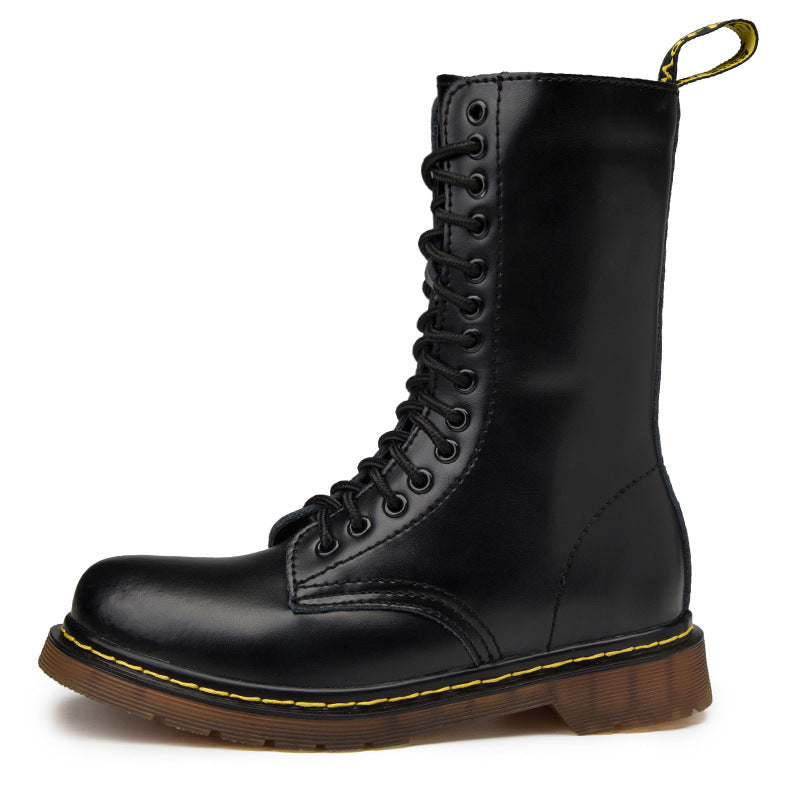 Women's & Men's Martin British Couple Military Waterproof Warm Long Men's Leather Boots