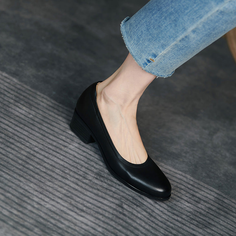 Women's Bottom Comfortable Pumps Elegant Stewardess High Round Women's Fashion Shoes