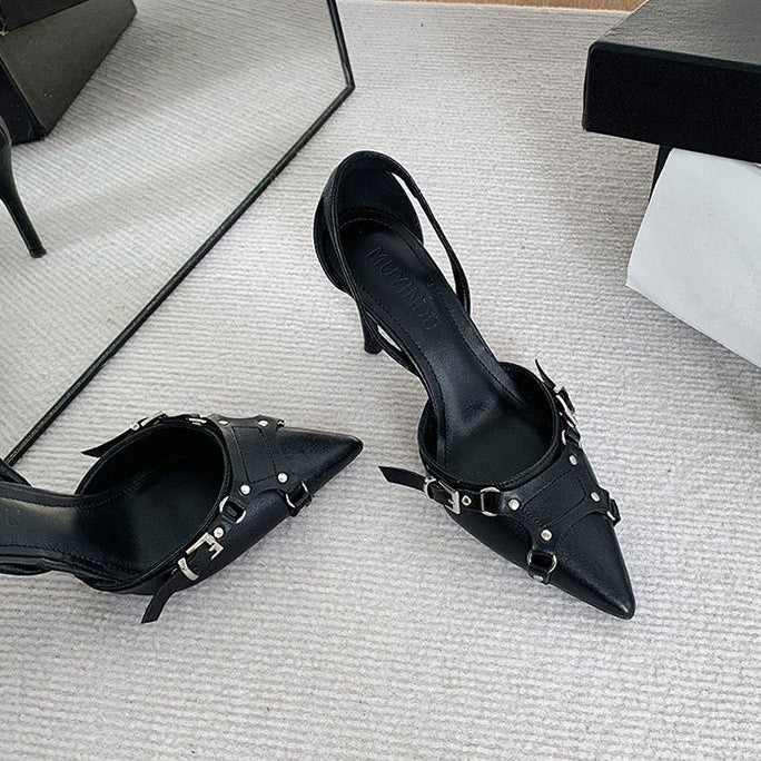 Women's High Summer Pointed Black Large Size Women's Fashion Shoes