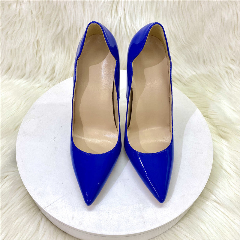 Women's Sapphire Blue Patent Wave Style High Women's Fashion Shoes