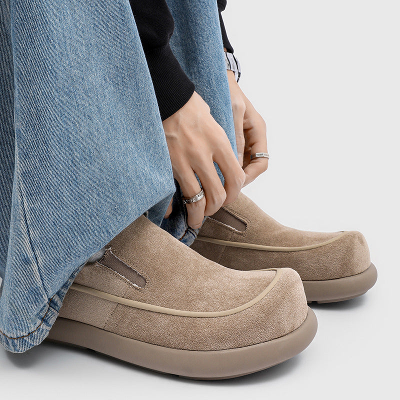 Men's Spring Suede Slip-on Soft Bottom Fashionable Men's Casual Leather Shoes